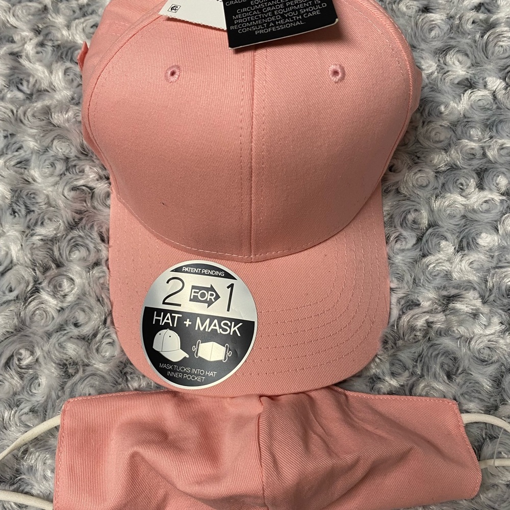 2 in 1 baseball cap w/attached mask.